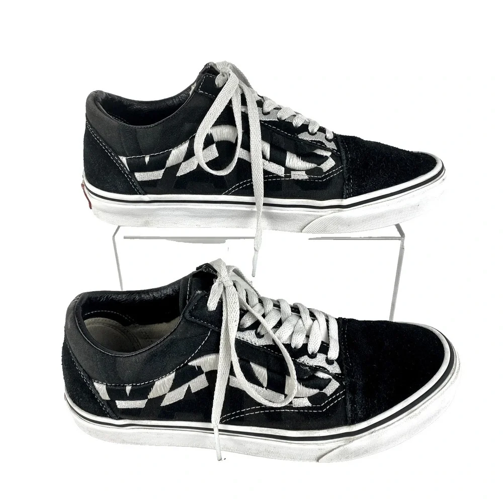 Vans Suede Tennis Shoes 7.5 Men, 9 Women Old Skool Statement Black Suede Leather